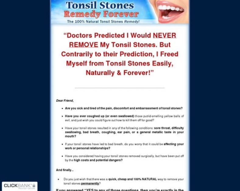 Tonsil Stones Remedy Forever – The 100% Natural Tonsil Stones Remedy!