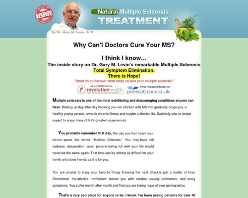 Multiple Sclerosis MS Treatment eBook Cure By Dr. Gary M. Levin